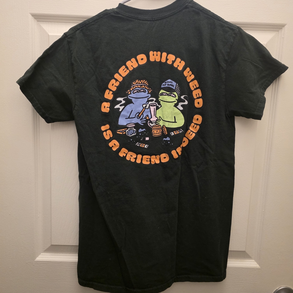 Black Graphic Tee with Colorful Print